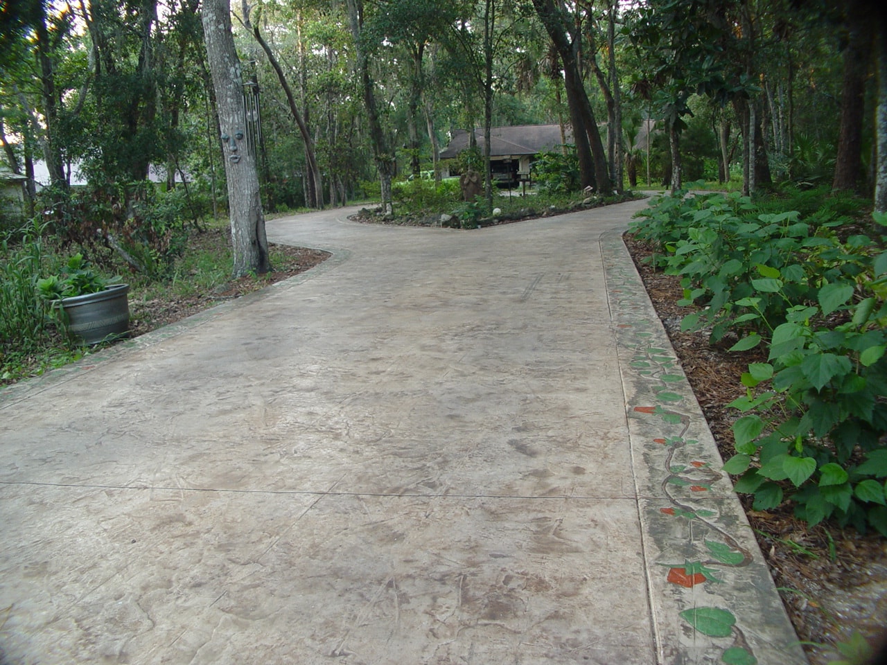LunaCrete — concrete pathway through wooded residential area